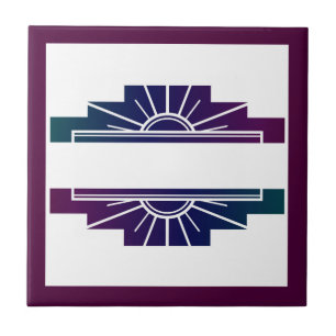 Art deco sun element in dark colours tile