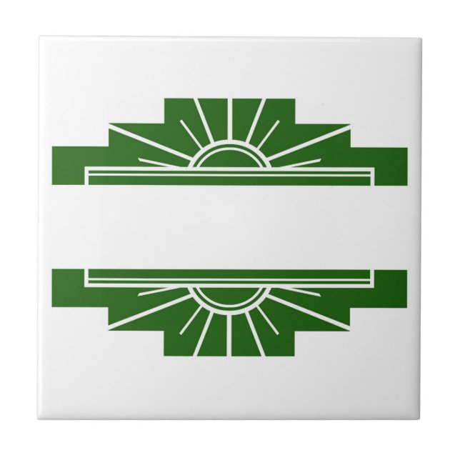 Art deco sun element in dark green tile (Front)