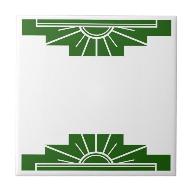 Art deco sun element in dark green tile (Front)