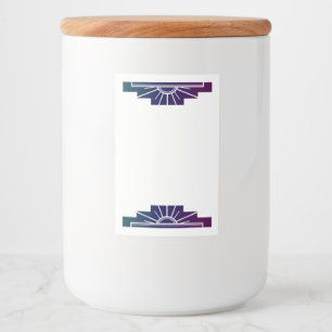 Art deco sun element in dark rainbow food label