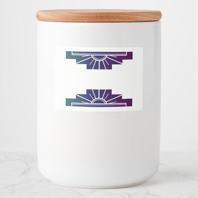 Art deco sun element in dark rainbow food label (Front)