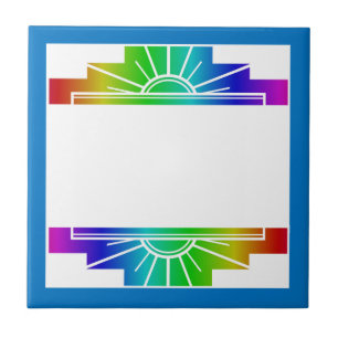Art deco sun element in rainbow tile