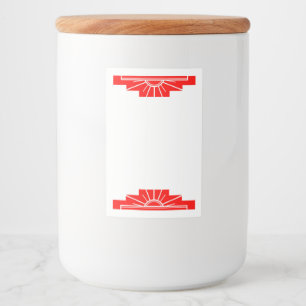 Art deco sun element in red food label