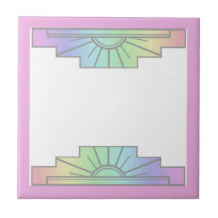 Art deco sun element in soft pastels tile