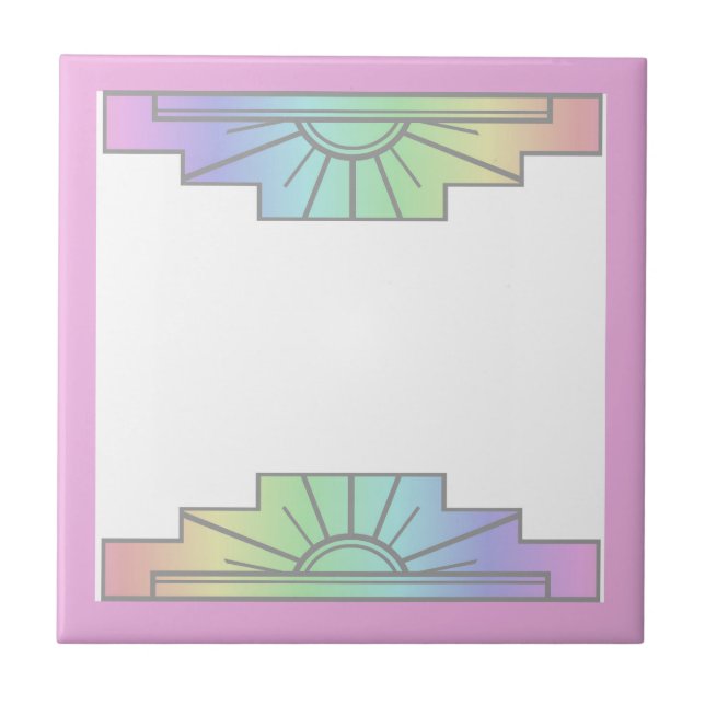 Art deco sun element in soft pastels tile (Front)