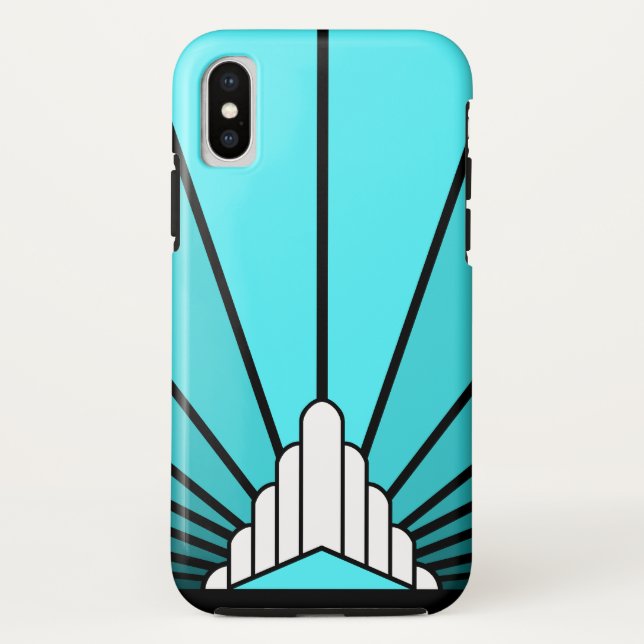 Art deco sun in aqua Case-Mate iPhone case (Back)