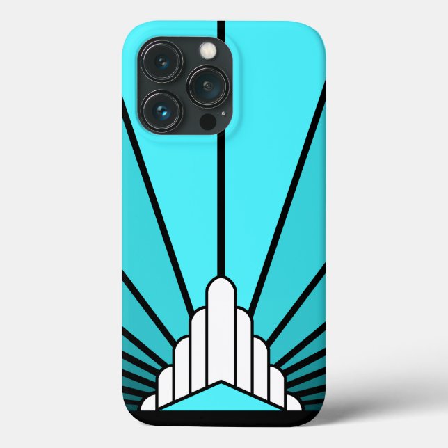 Art deco sun in aqua Case-Mate iPhone case (Back)