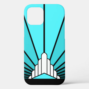 Art deco sun in aqua iPhone 12 case