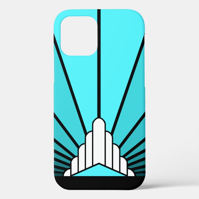 Art deco sun in aqua Case-Mate iPhone case (Back)