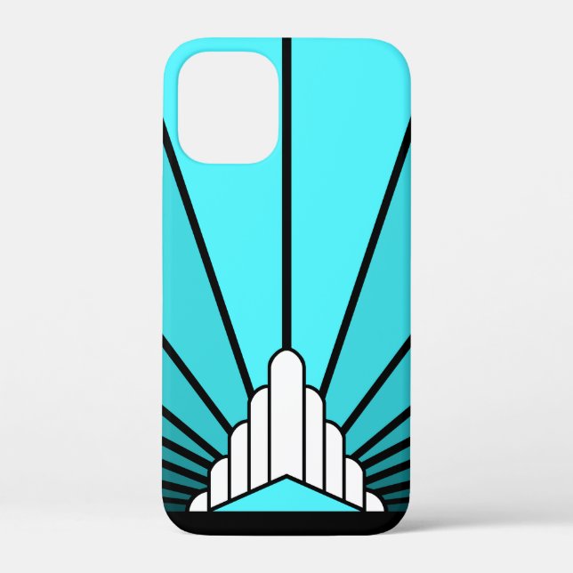 Art deco sun in aqua Case-Mate iPhone case (Back)