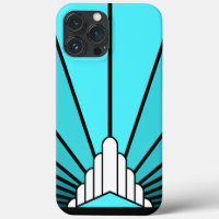 Art deco sun in aqua