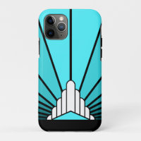Art deco sun in aqua