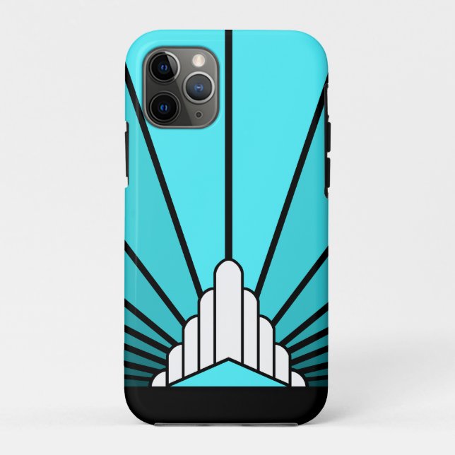 Art deco sun in aqua Case-Mate iPhone case (Back)