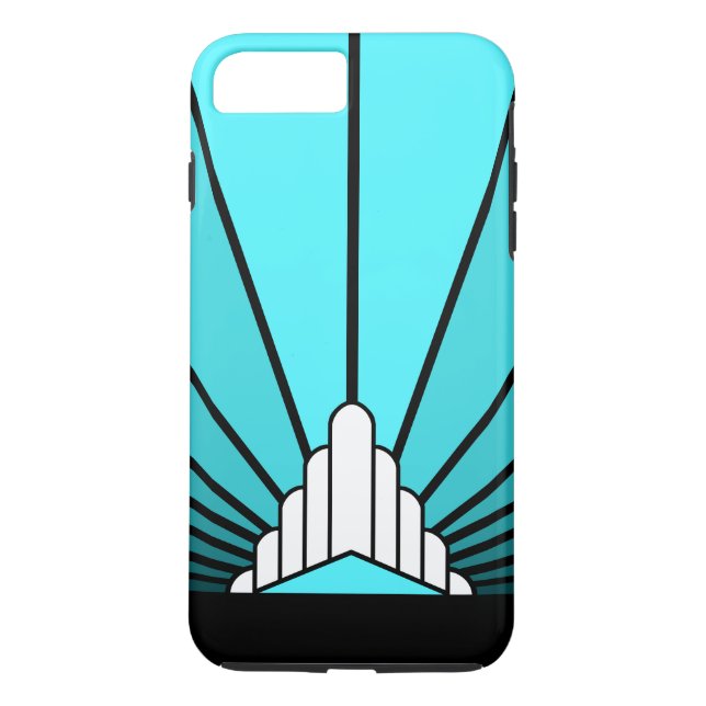 Art deco sun in aqua Case-Mate iPhone case (Back)