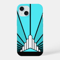 Art deco sun in aqua