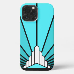 Art deco sun in aqua iPhone 13 pro max case