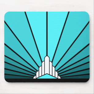 Art deco sun in aqua mouse pad