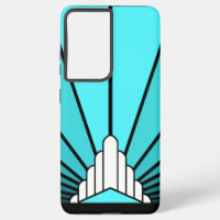 Art deco sun in aqua