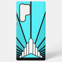 Art deco sun in aqua