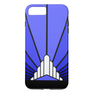 Art deco sun in blue Case-Mate iPhone case
