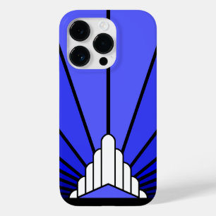 Art deco sun in blue Case-Mate iPhone 14 pro case