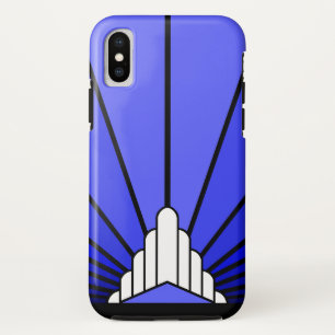 Art deco sun in blue Case-Mate iPhone case