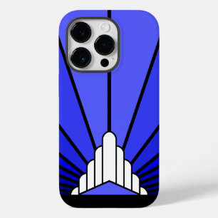 Art deco sun in blue Case-Mate iPhone 14 pro case
