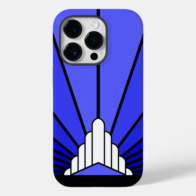 Art deco sun in blue Case-Mate iPhone case (Back)