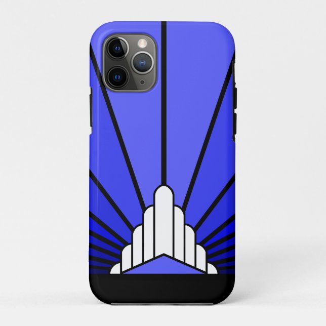 Art deco sun in blue Case-Mate iPhone case (Back)