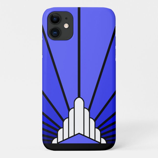 Art deco sun in blue Case-Mate iPhone case (Back)
