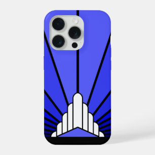 Art deco sun in blue iPhone 15 pro case