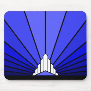 Art deco sun in blue mouse pad