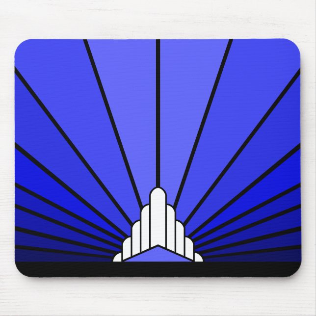 Art deco sun in blue mouse pad (Front)