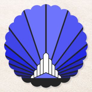 Art deco sun in blue paper coaster
