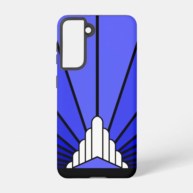Art deco sun in blue samsung galaxy s21 case (Back)