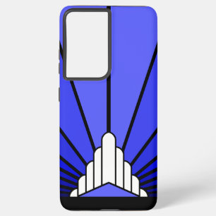 Art deco sun in blue samsung galaxy case