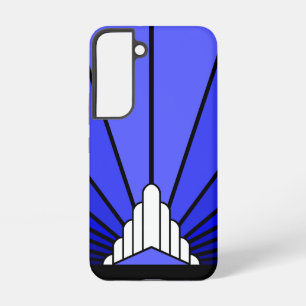 Art deco sun in blue samsung galaxy case