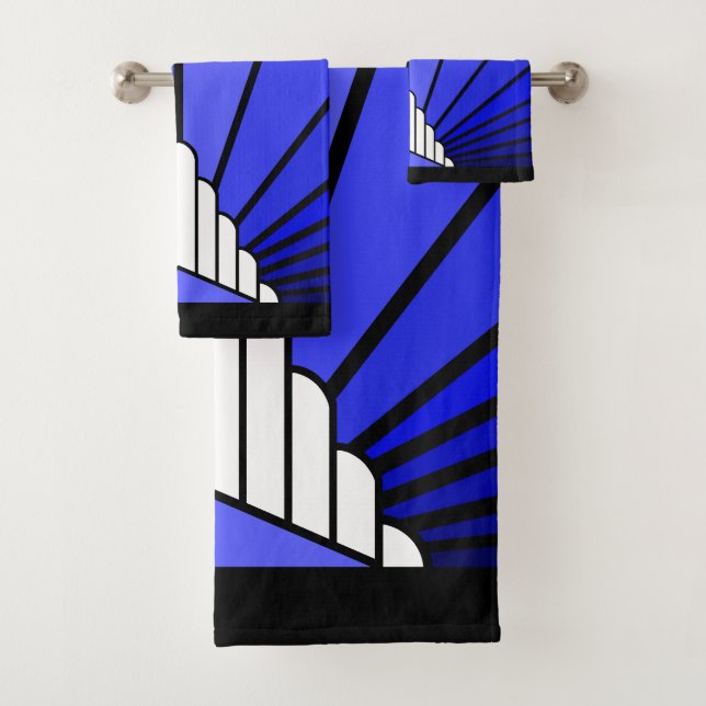 Art deco sun in blue Towel (Insitu)