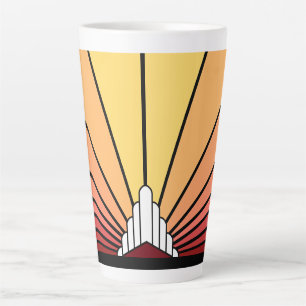 Art deco sun in dawn Latte Mug