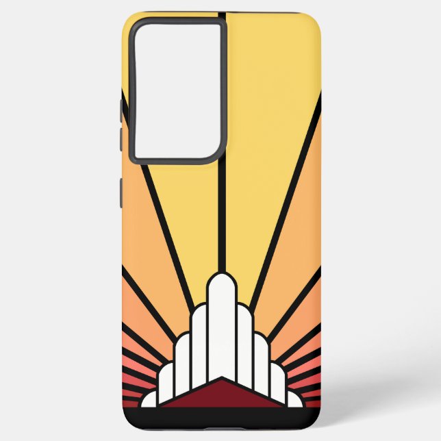 Art deco sun in dawn samsung galaxy s21 ultra case (Back)