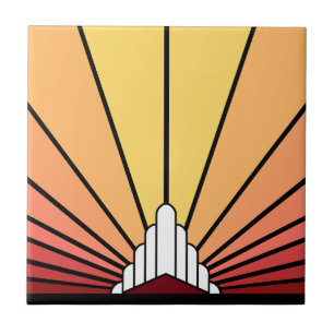 Art deco sun in dawn tile