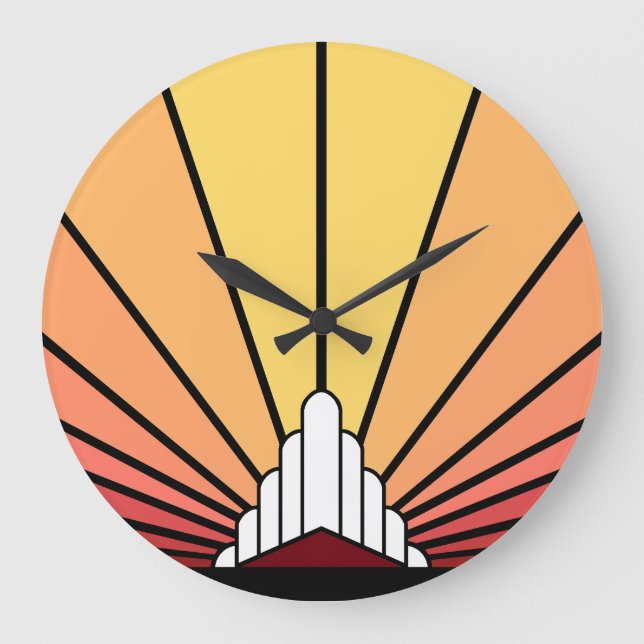 Art deco sun in dawn Wall Clock (Front)