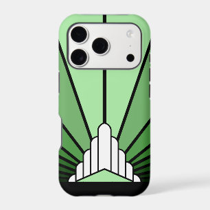 Art deco sun in green