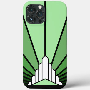 Art deco sun in green iPhone 13 pro max case