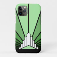 Art deco sun in green