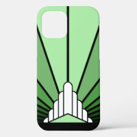 Art deco sun in green