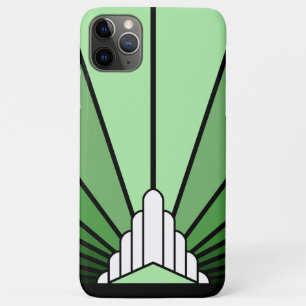 Art deco sun in green iPhone 11 pro max case