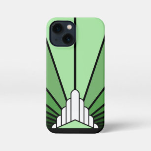 Art deco sun in green iPhone 13 mini case