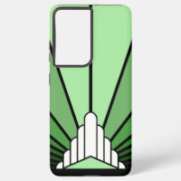 Art deco sun in green