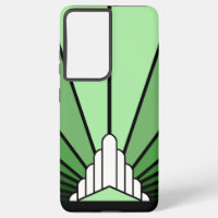 Art deco sun in green